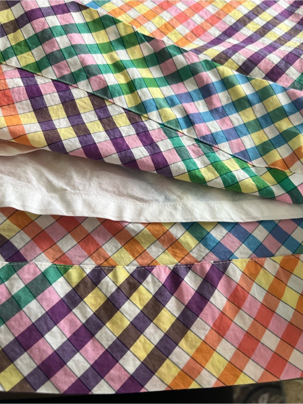 J. Crew Multicolor Rainbow Gingham Tie-Neck Dress Size 2 - Picture 8 of 11